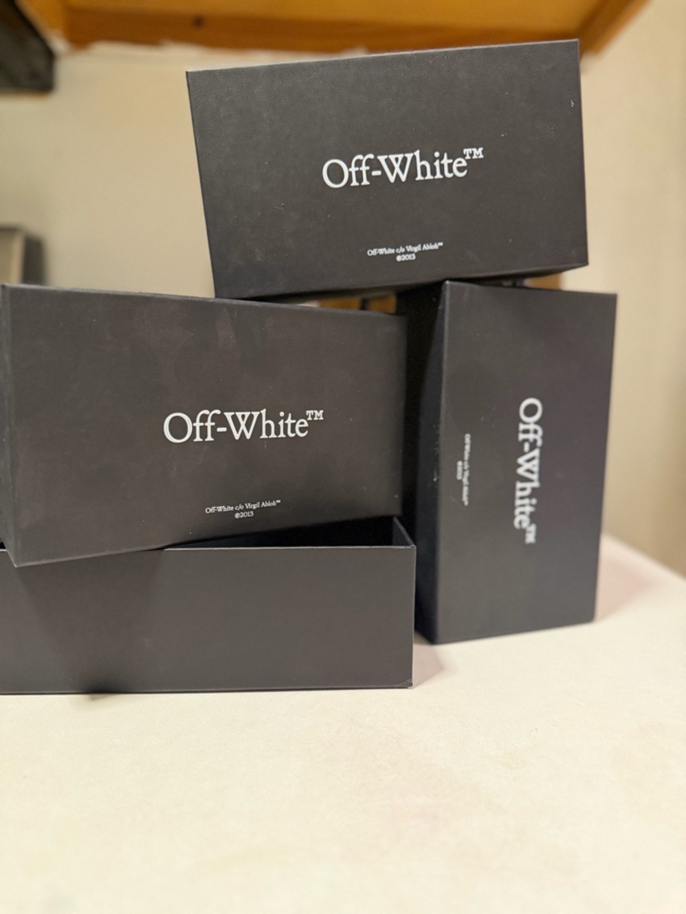 Off-White Black Shoe Box Set with White Logo - Stack of 3